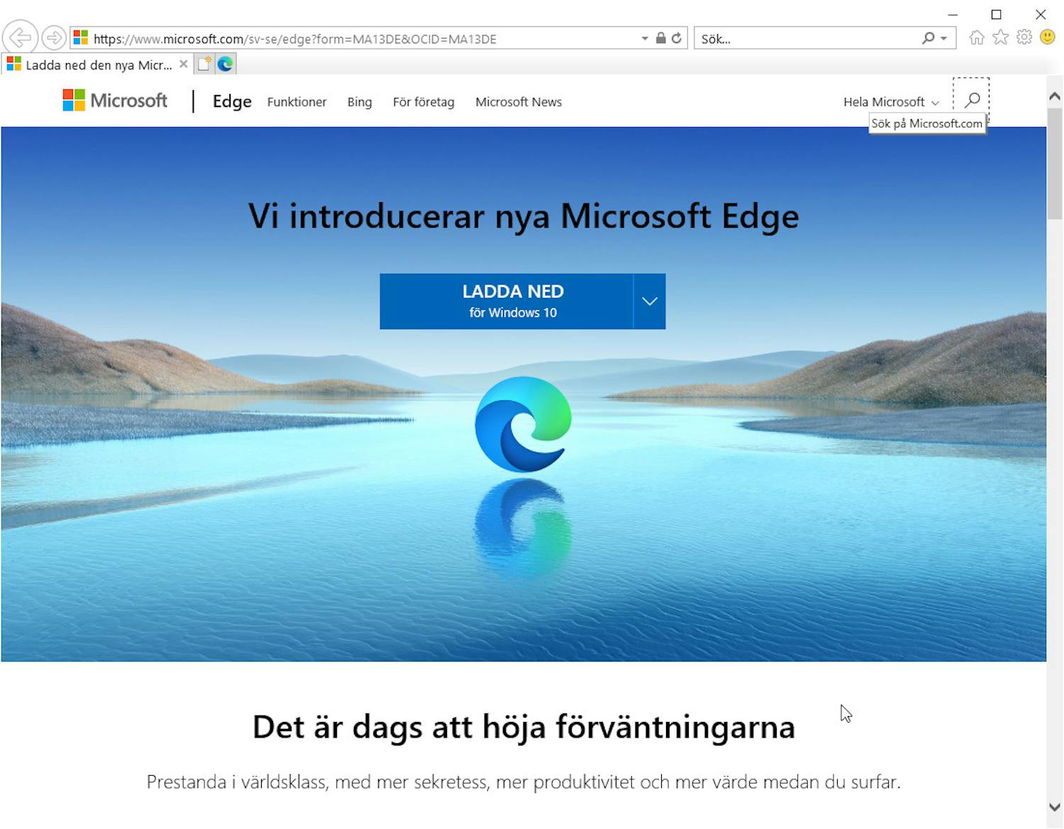 Steg 2 Hämta nya Microsoft Edge till Windows 10